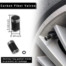 Ziciner 4 PCS Tire Valve Stem Cap Covers, Carbon Fibre Auto Rim Wheel Stem Air Cap Cover Screws, Universal Car Exterior Accessories for Vehicles, Motorcycles, Bikes (Carbon Fibre, Silver)