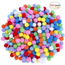 MaoXinTek Pompoms, Colourful Pompom, Pom Pom Balls Fluffy Plush Small Balls 1 inch/25 mm for Funny Children DIY Creative Craft Decorations 300 Pieces
