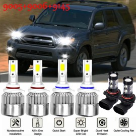 Unbranded For Toyota 4Runner 2003 2004 2005 LED Headlight Bulbs Kit Hi/lo Beam + Fog light
