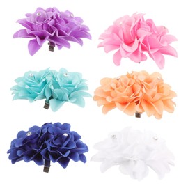 OATIPHO 6pcs Dual Rose Flower Hair Clips Rhinestones Elegant Bridal Hair Accessories for Weddings Birthdays and Special Occasions Comfortable White