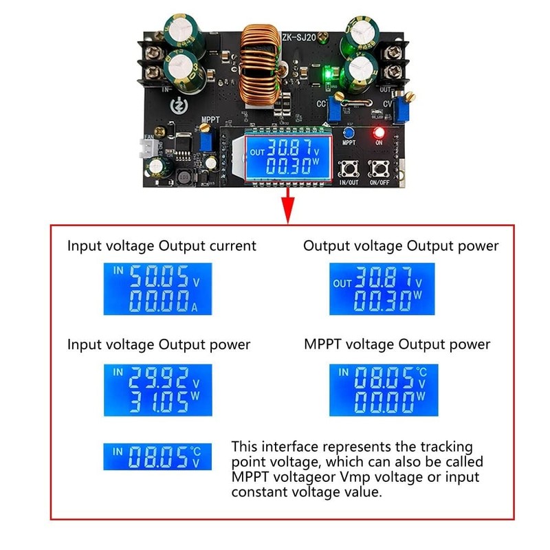 Buck Boost Converter, ZK-SJ20 DC-DC 300W 20A MPPT Boost Buck