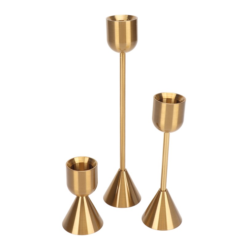 3 Pcs Candle Holders Different Heights Gold Candlestick Holders Taper
