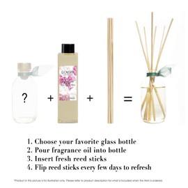 LOVSPA Pink Peony Reed Diffuser Oil Refill with Replacement Reed Sticks | Japanese Peony, Magnolia, Champagne, Cranberries, Passion Flower, Sandalwood & Mandarin | 4 oz | Made in The USA