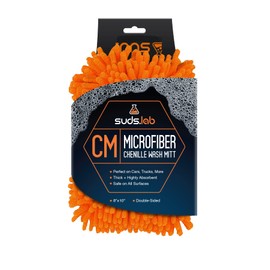 Suds Lab CM Chenille Microfiber Wash MItt - Double Sided Car Wash Mitt - Scratch Free On All Vehicle Surfaces - 8" x 10"