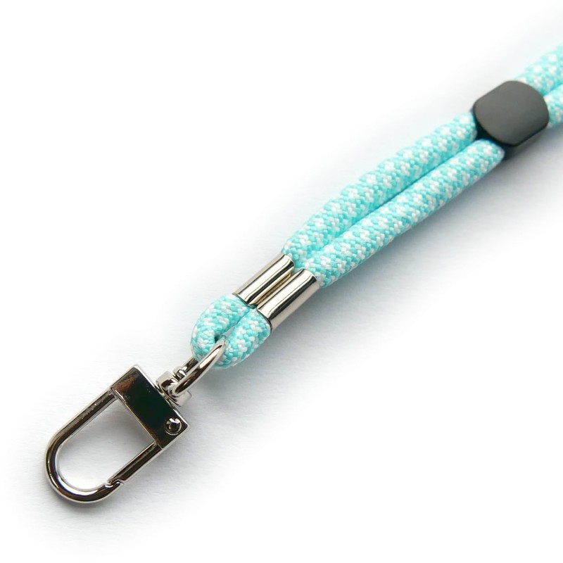 trage.band® Long Adjustable Lanyard Neck Strap with Carabiner Hook White/Blue