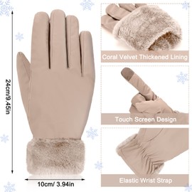 Eurzom 2 Pair Women's Waterproof Touchscreen Ski Gloves Winter Ski Snow Gloves Women's Snowboarding Gloves Windproof Snow Gloves (Black, Camel)