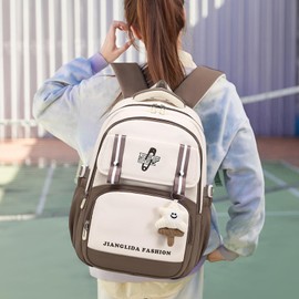 IvyH Children's Backpack Girls Stylish School Backpack for Girls and Teenagers - Waterproof Casual Daypack Large, Perfect as a School Bag for 3-6th Grade Girls, 8536# Brown, casual