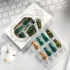Coffin Press on Nails Medium Fake Nails with Green Polka