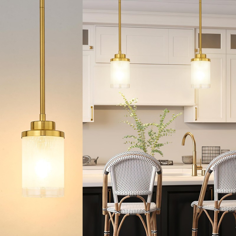 TENGXIN Modern Pendant Light for Kitchen Island, Brushed Gold Hanging