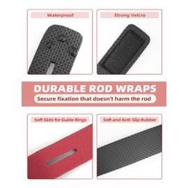 BLUEWING 3pcs Fishing Rod Wraps Stretchy Fishing Pole Straps Jig Wraps Elastic Rod Belts Ties for Spinning and Casting Rods, Red