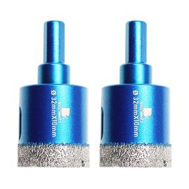 Dry Diamond Core Drill Bit Set,BRSCHNITT 2pcs/Pack 1 1/4 Inch (32 mm) Diamond Hole Saw Core Drill Bit with Triangle Shank for Porcelain Tile Ceramic Stone Granite Marble