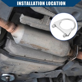 Hihaha Round U Bolt Muffler Exhaust Clamps for Car / 2.25" ID 58mm / 2 Pcs