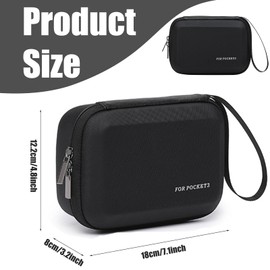 Nokwocy Case for DJI Osmo Pocket 3 Creator Combo, Waterproof PU & EVA Material, Compact Carrying Case with Webbing Handle, Travel Protection for Osmo Pocket 3 Combo Accessories, Black