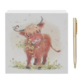 The Leonardo Collection Paper Shed Design Highland Cow Memo Pad & Pen for Notes | Daily Memo for Office Use As 2025 Diary | Ideal Journals for Women & Men | Lovely Journal for 2025 Planner