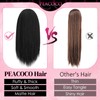 PEACOCO Drawstring Ponytail for Black Women Long Yaki Straight Ponytail