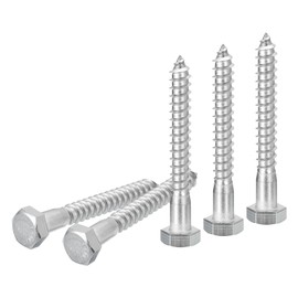 DTGN 5/16" x 2-1/2" Hex Lag Bolts - 10 Pack - for Woodworking, Furniture - 304 Stainless Steel Partial Thread Hexagon Head Lag Screws for Wood - Silver