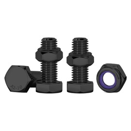 Drenky Black Bolts and Nuts Set, 10 Pcs M6 Lock Nuts and Bolts Assortment 304 Stainless Steel Hex Bolts and Nuts M6 x 16mm Machine Screws and Nut for Machinery, Furniture, Car, Bike, Ship