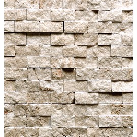 SquarefeetDepot 1x2 Walnut Travertine Splitface Finish Mosaic Backsplash Wall Tile