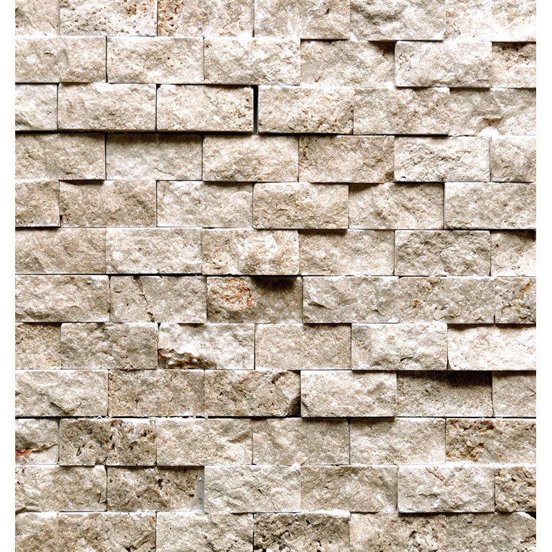 SquarefeetDepot 1x2 Walnut Travertine Splitface Finish Mosaic Backsplash Wall Tile