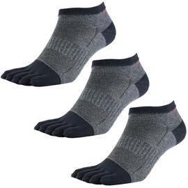 Asuka Men's 5 Toe Socks, Hide the Ankle, Short Length, Black 3-Pack