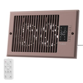 VallisCo Register Booster Fan 6" x 10" with Negative Ion, Manual Airflow Direction Control, Quiet 10-Speed Heating Cooling AC Vent Fan with Remote & Thermostat Control for Wall Floor, Bronze