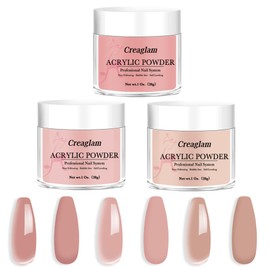 Creaglam Professional Acrylic Powder for Nail: Large Capacity 3 Colors Pink Lcing Cover Biege Cover Rose Acrylic Nail Powder Polymer for Carving Nails - 28g 3D French Nail Manicure Extension