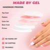 Sethexy Long Coffin Pink False Nails Handmade Rhinestone Blushing Gradient