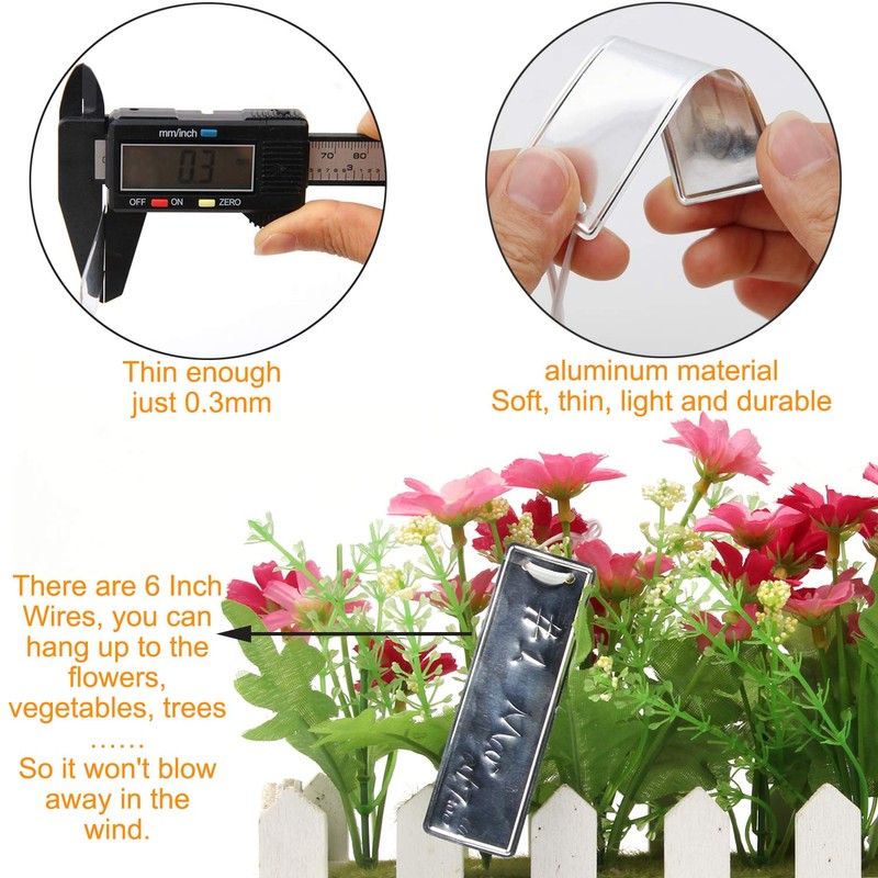 Coolrunner Plant Labels, Aluminum Plant Tags with 6 Inch Wires