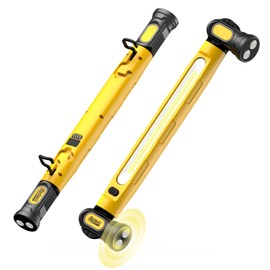 MechaniLite Under Hood Work Light Bar, 3500LM LED Magnetic Light Bar with Hooks, 5200mAh Cordless Rechargeable Hood Light for Mechanic/Car Repairing/Garage-Yellow