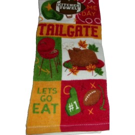 Mainstream FALL/Football  Kitchen Towel ~ TAILGATE ~15" X 25" ~ 100% Cotton