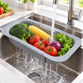 Expandable Sink Colander for Washing & Draining – Adjustable Strainer Basket for Vegetables, Pasta & Dishes