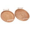 2PCS Hand Woven Rattan Tray Round Serving Tray Tea Fruit