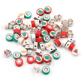 100 Pcs Polymer Clay Beads Heishi Spacer Beads Supplies (Christmas-3)