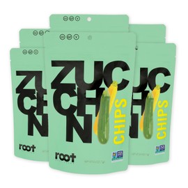 Root Foods Zucchini Chips, Natural Veggie Snack, Non-GMO Vegetable Crisps, Good for Adults, Kids, Vegan, Gluten Free, Halal, Kosher 6 pack