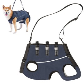 ZERONOWA 犬用ハーネス 老犬 散歩 障害 リハビリ 歩行補助具 介護用ハーネス 簡単着脱 (ネイビー, L)
