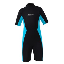 OMYAFL Wetsuit for Kids Boys Girls 2mm Neoprene Wetsuit in Cold Water Swimming and Surfing (Blue, 14)