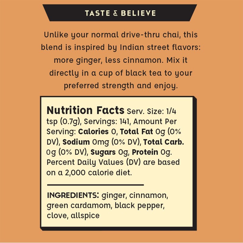 Spicewalla Masala Chai Spice 2.1 oz | Tea, Latte, Coffee,