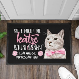 Trendation - Cat Doormat Saying Gift Cat Owner Welcome Outdoor and Indoor 60 x 40 cm