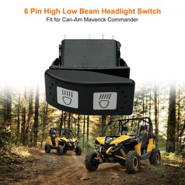 High Low Beam Switch Fit for Can Am Commander Maverick 1000R Replace 710001725 6 Pin Headlight Switch 20A 12V Amber LED Light