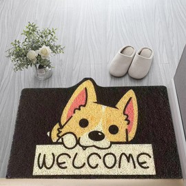 Longgouk Welcome Mat, Durable Indoor Door Mat, Stylish Cartoon Design, Non-slip, Soft and Elastic, Door Mats Are Suitable for Outdoor Doors, Entrances, Indoors (Yellow puppy)