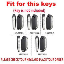 TECART Fit for Kia Key Fob Cover Leather Keychain Full Cover Key Case Fit for Kia Telluride 2023 2024 Metal Key fob Cover 5/6/7/8/9 Buttons Blue