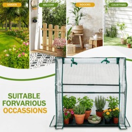 Mini White 36*18*33in Greenhouse with PE Cover Indoor Outdoor Plant Gardening Green House for Garden Backyardtitle: default title