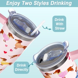 Gonqtoz 40 oz Dachshund Tumbler With handle and straw,Stainless Steel Cup Extra Large Vacuum Double Wall Insulated Tumblers Travel Mug,Hot and cold beverages Car Cup