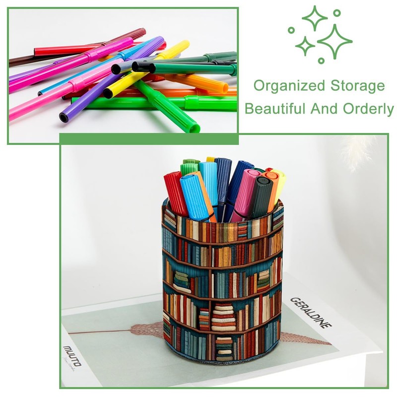 EUYJKMSXC Pencil Holder, Pencil Cup Holder for Desk, PVC Leather