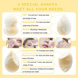 Daybyday Juego de esponjas de maquillaje, esponjas de maquillaje, multicolores, 4 piezas, amarillo limón