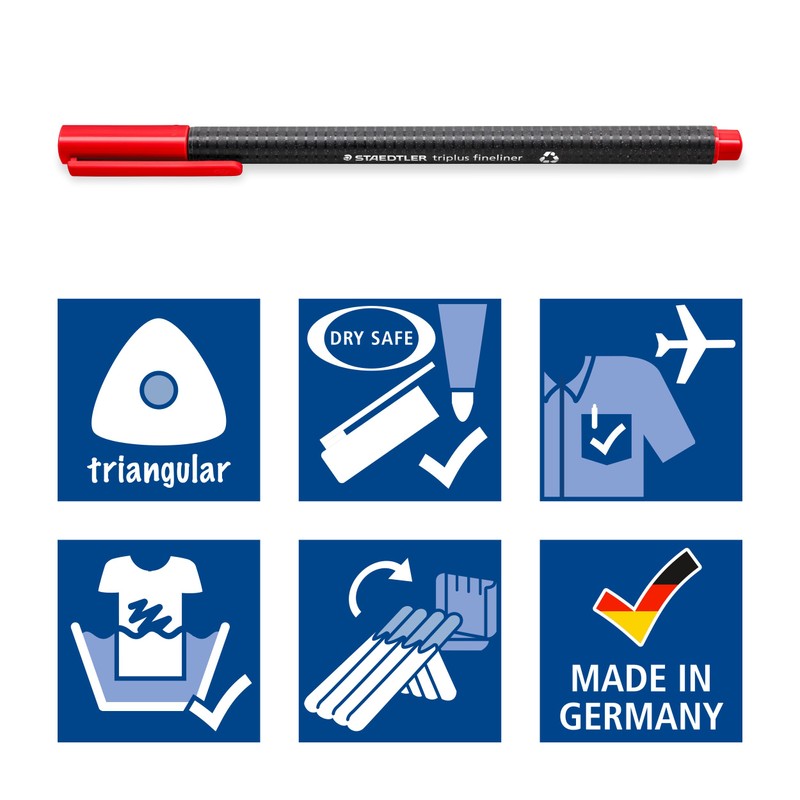 STAEDTLER Triplus Fineliner 334 Triangular Fineliner, Approx. 0.3 mm, Cardboard