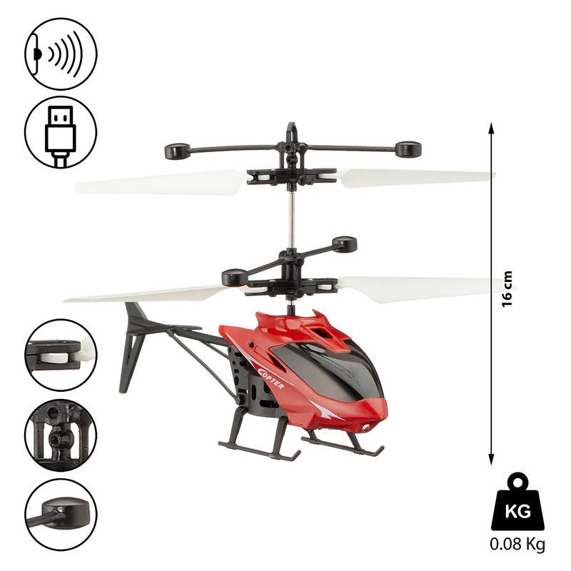 Cepewa Infrared Helicopter Flying Approx. 16 cm Hand-Controlled Self-Flying USB