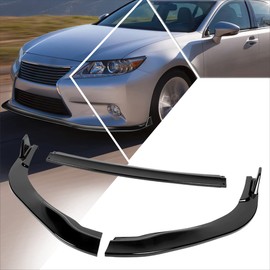 3Pcs Glossy Black Sport Style Car Front Bumper Lip Spoiler Splitter Compatible with 16-18 Lexus ES300H ES350