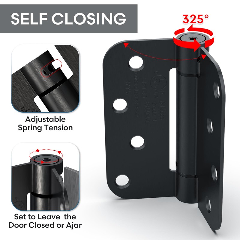 Treasem 2 Pack Self Closing Door Hinges, 4 Inch Spring