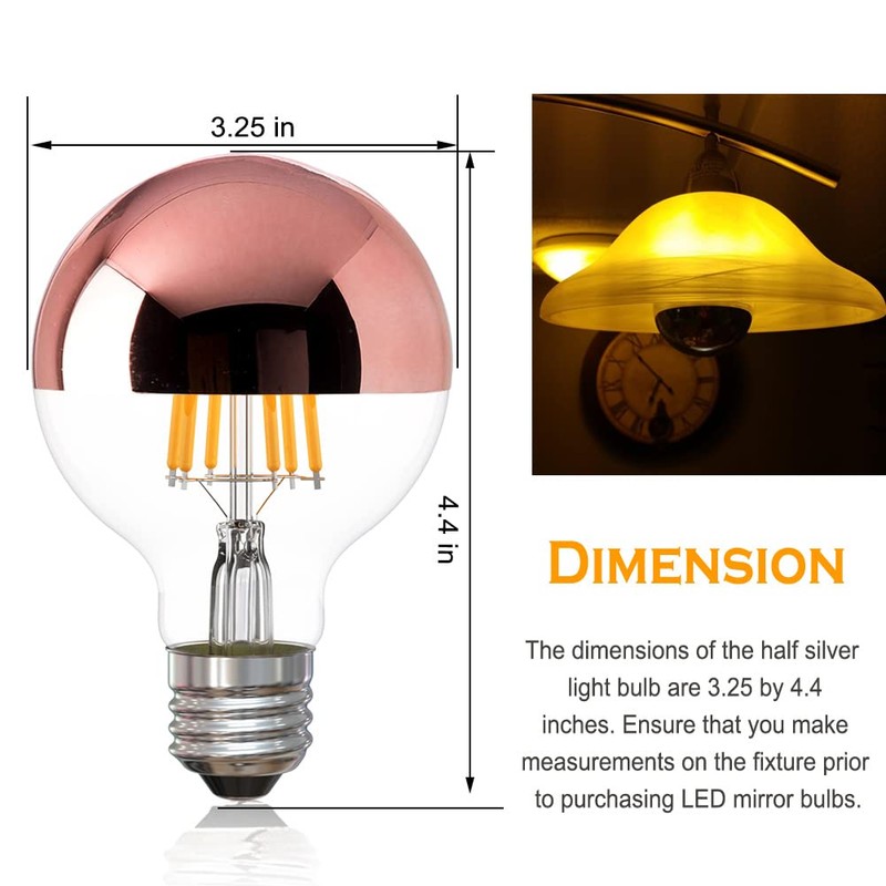 ARGANOL Half Chrome Light Bulb Dimmable, 6W (60 Watt Equivalent)
